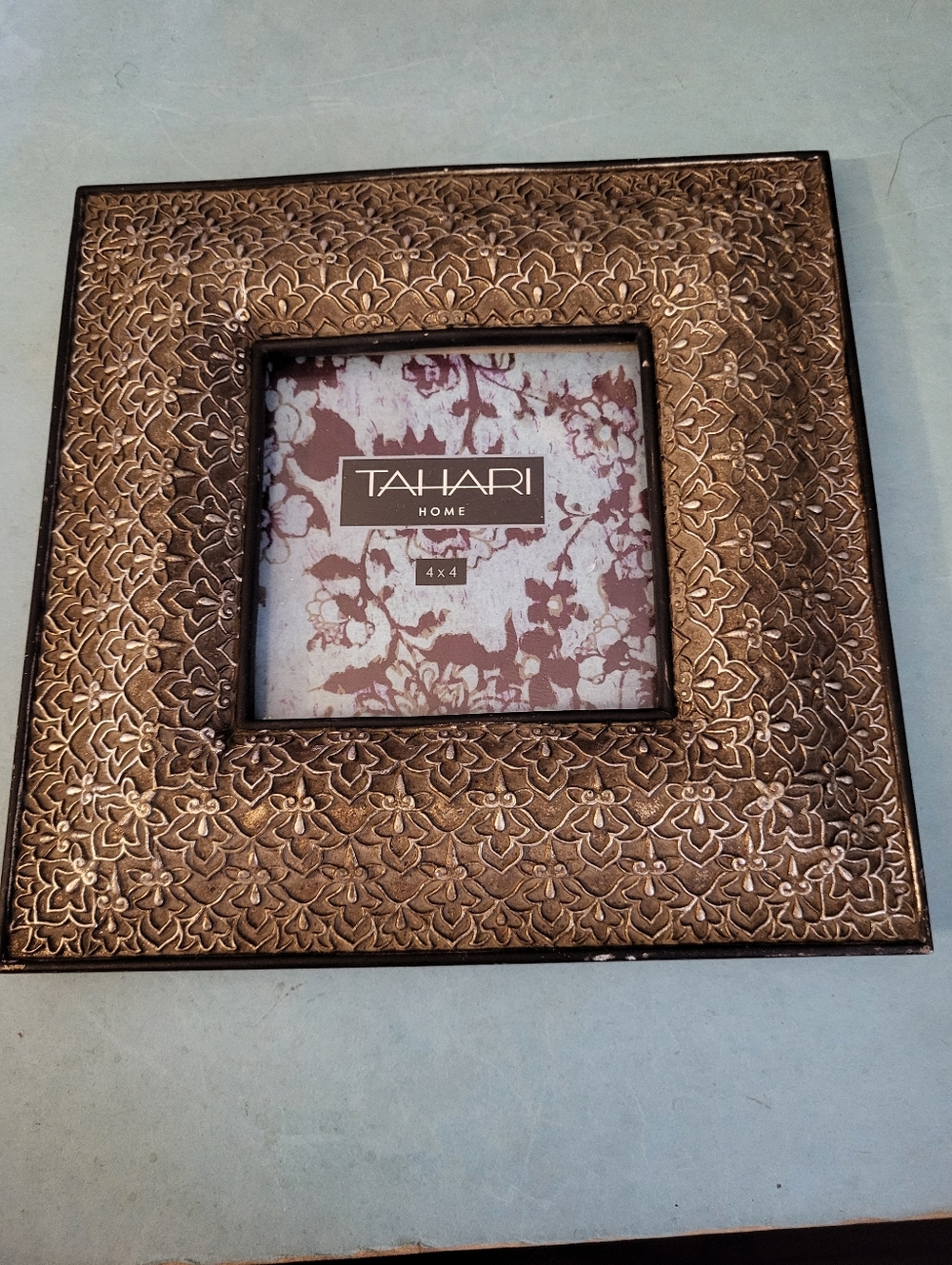 Tahari Floral Embossed Bronze-Tone Square Photo Frame 4x4 #1350-317